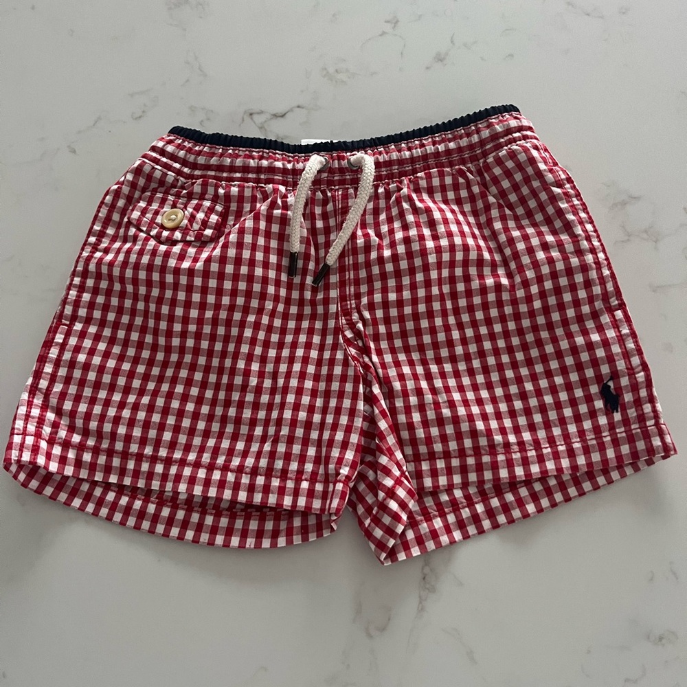 Ralph Lauren red and white checkered bathing suit 3T